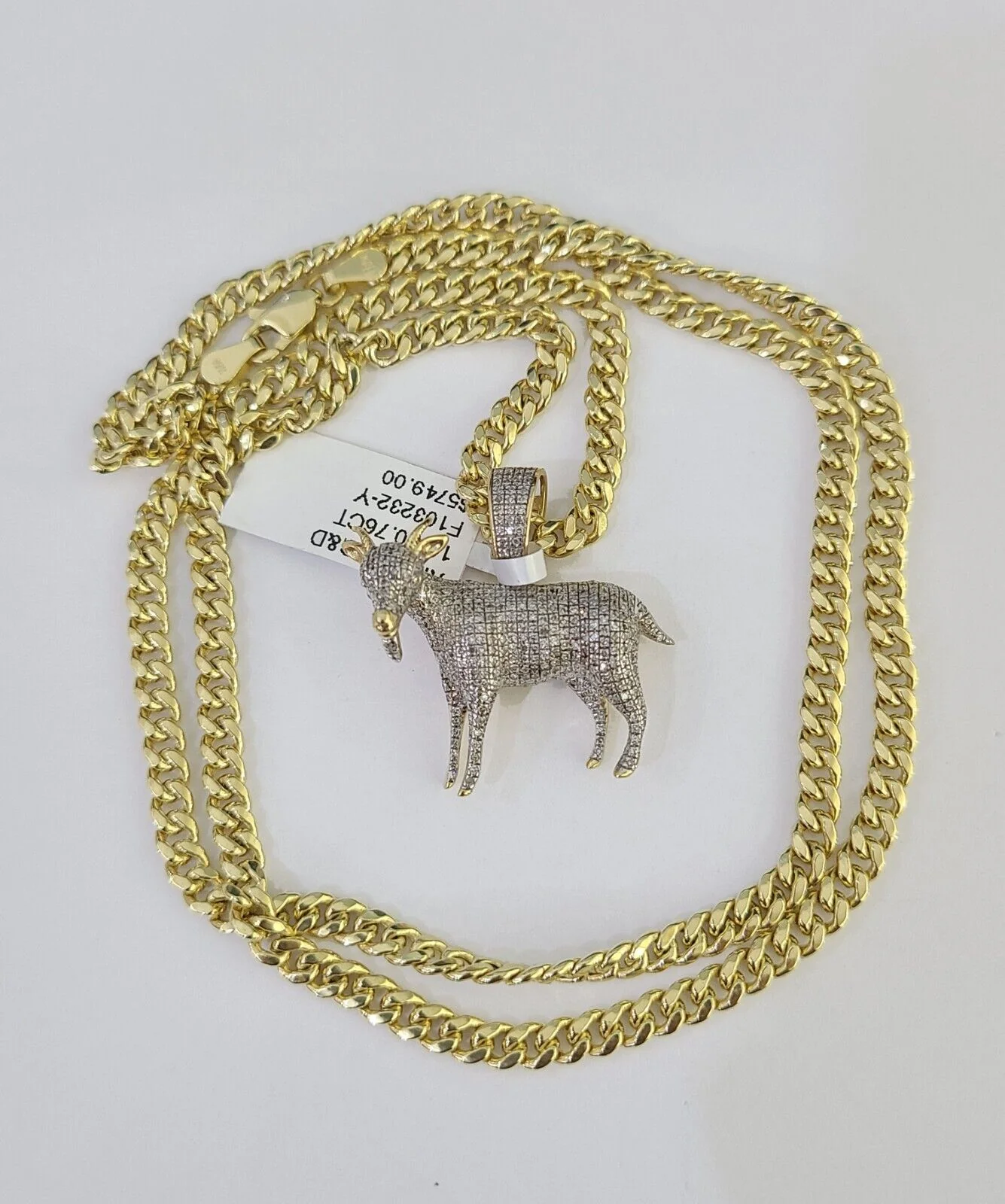 10k Miami Cuban Chain Goat Charm Set 4.5mm 20"-28" Necklace Pendant Gold - Image 5