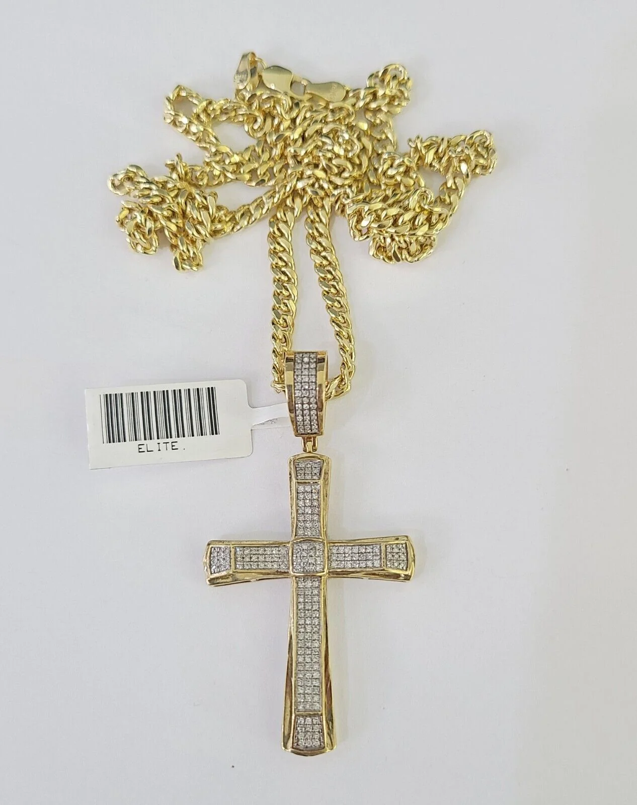10k Miami Cuban Chain Jesus Cross Charm Set 4.5mm 20"-28" Necklace Pendant Gold - Image 3