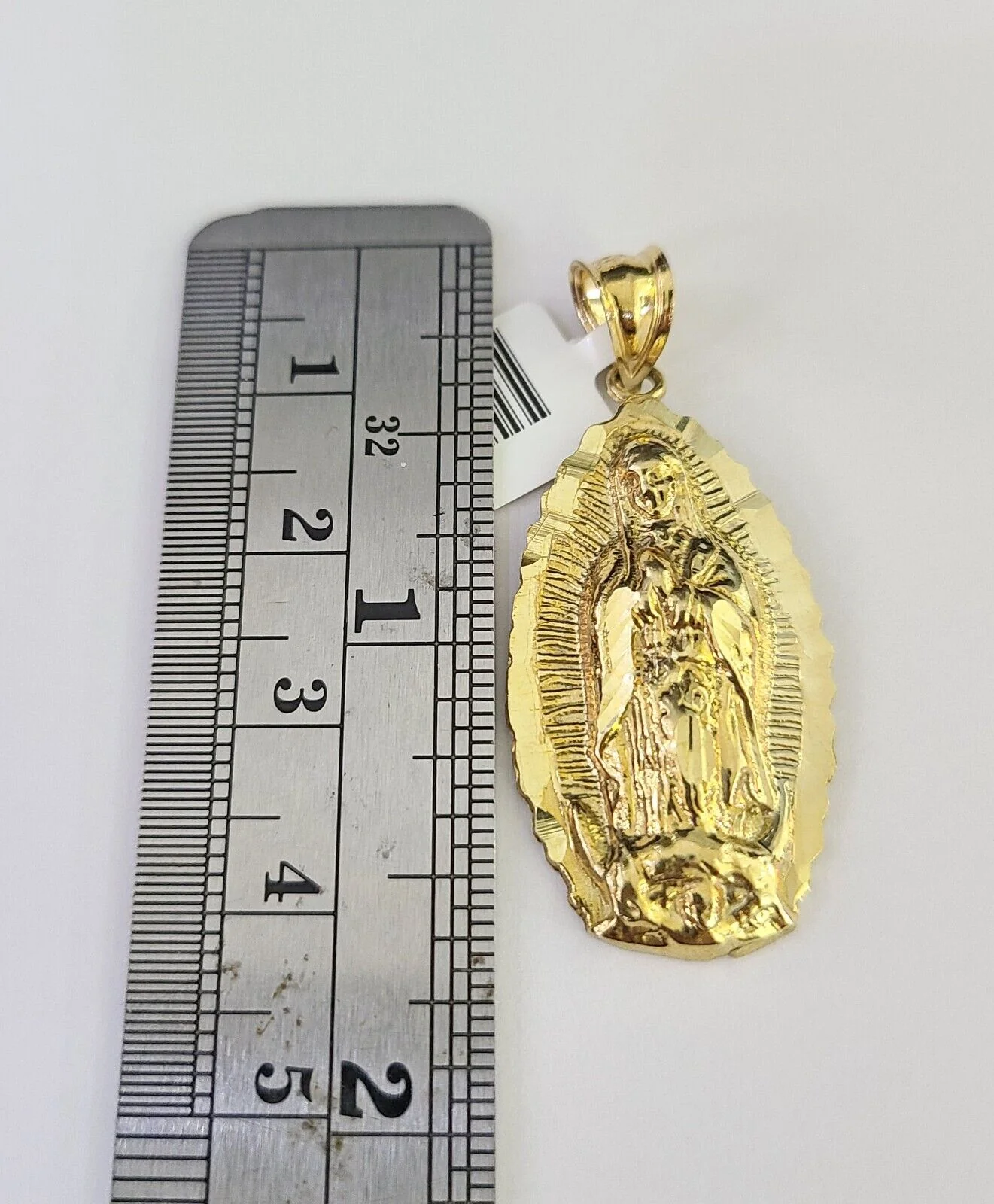 10k Miami Cuban Chain Virgin Mary Charm Set 4mm 18"-28" Necklace Yellow Gold - Image 2