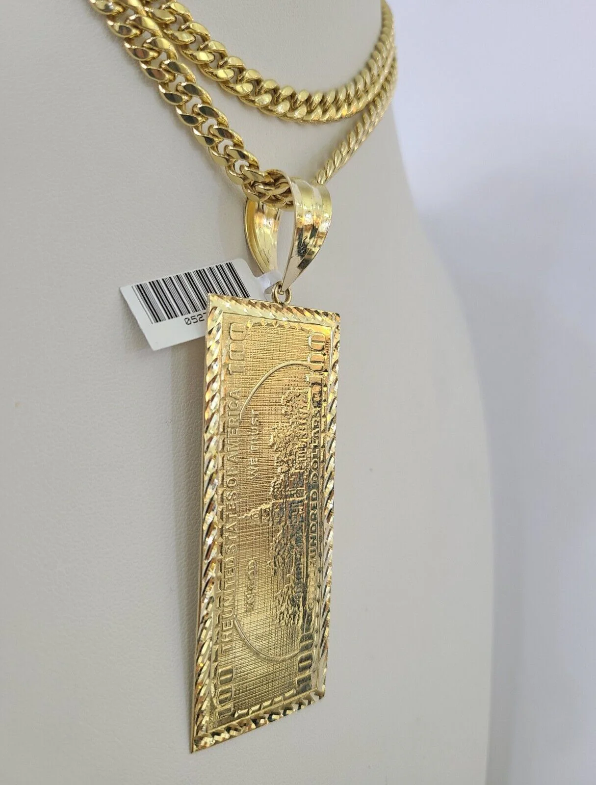 10K Miami Cuban Link Chain 100 Dollar Bill Pendent Charm 6mm 20"-30" Necklace - Image 5