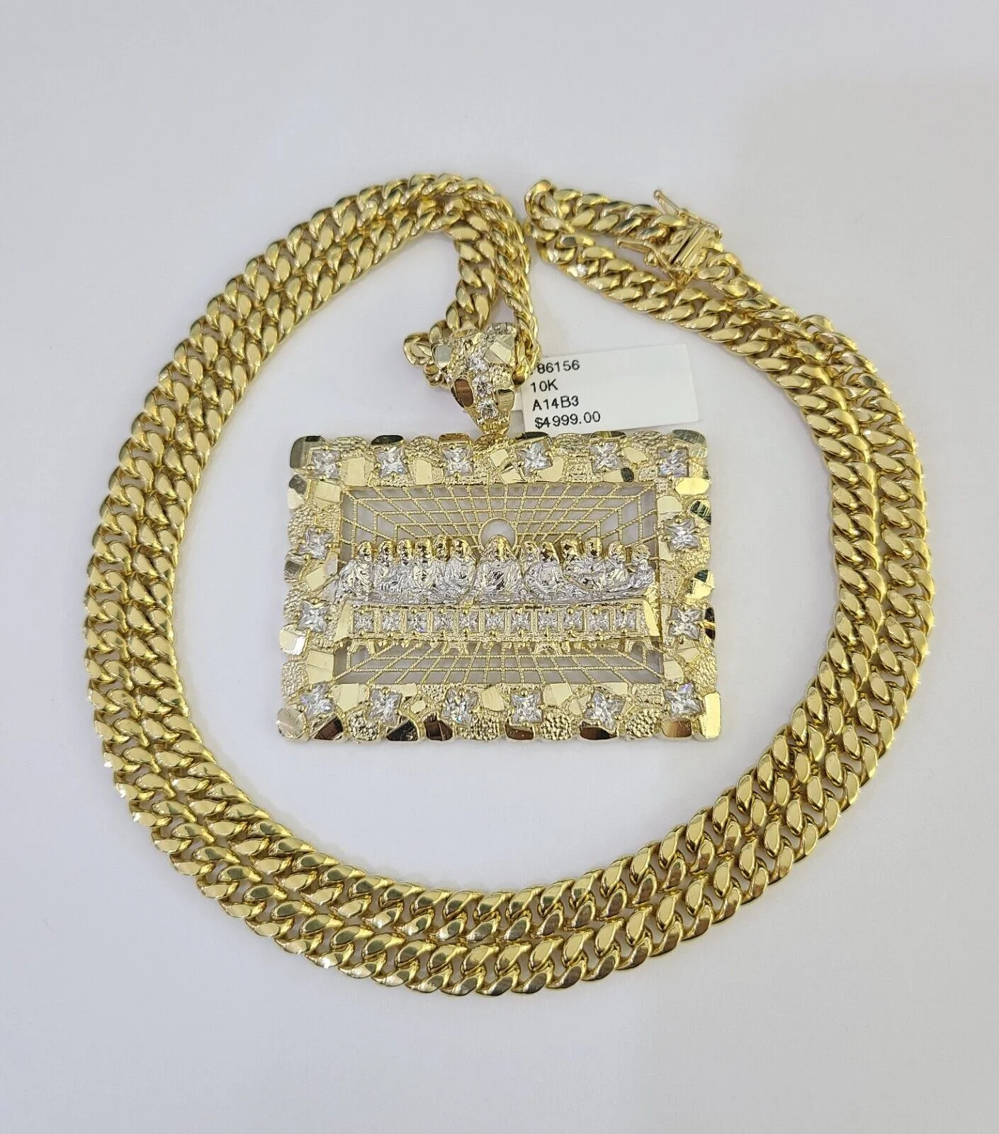 10K Miami Cuban Link Chain Last Supper Pendent Charm 6mm 20"-30" Necklace - Image 4