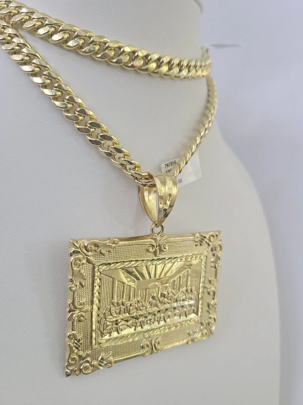 10K Miami Cuban Link Chain Last Supper Pendent Charm 8mm 20"-30" Necklace Gold - Image 6