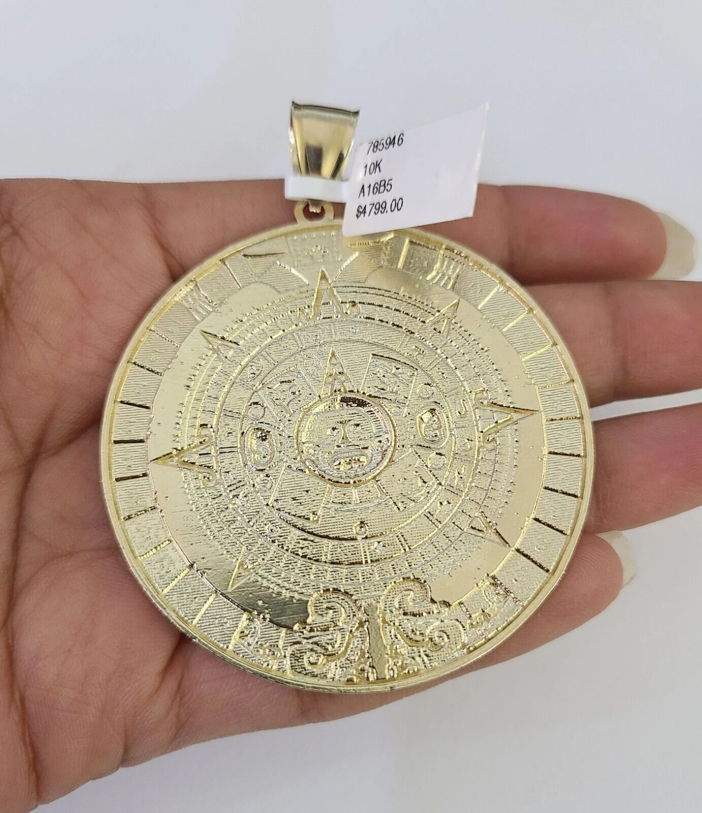 10K Miami Cuban Link Chain Mayan Calendar Pendent Charm 6mm 20"-30" Inch - Image 7