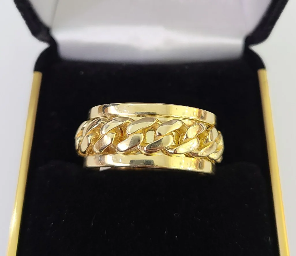 10k Miami Cuban Ring Casual Band Yellow Gold Genuine Brand New All Sizes