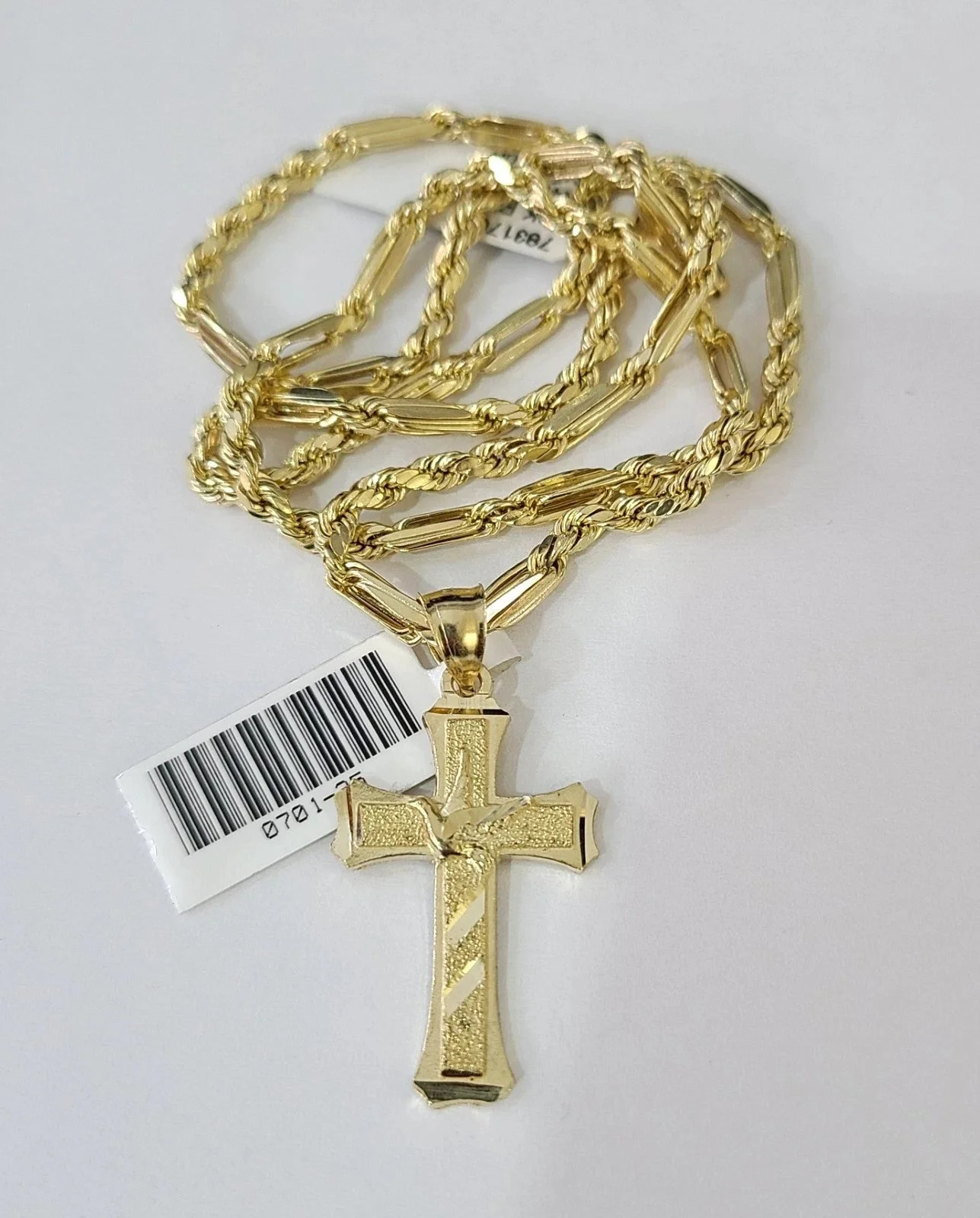 10k Milano Rope Chain Jesus Cross Charm Necklace SET 3mm 18"-26" Pendant - Image 3
