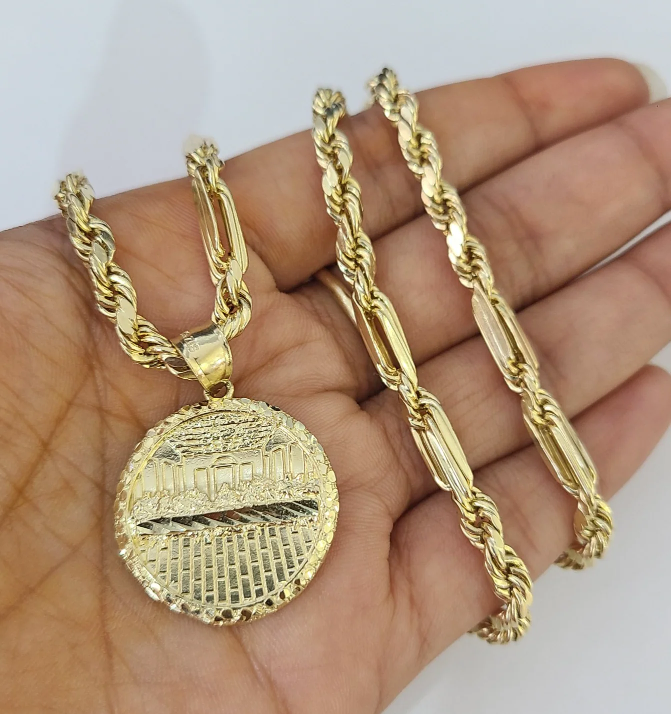 10k Milano Rope Chain Last Supper Charm Necklace SET 5mm 18"-28" Pendant - Image 3
