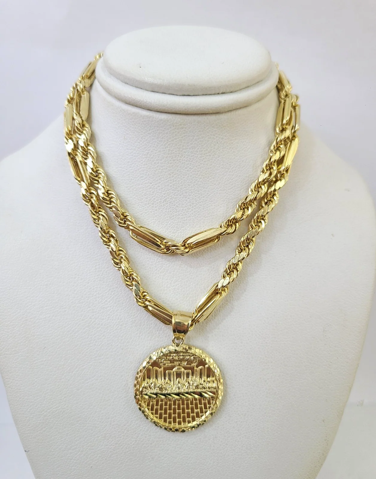 10k Milano Rope Chain Last Supper Charm Necklace SET 5mm 18"-28" Pendant - Image 3