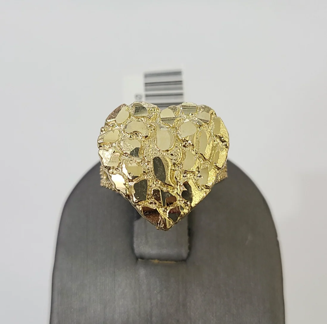 10k Nugget Heart Ring Yellow Gold Women Real Genuine All Sizes - Image 6