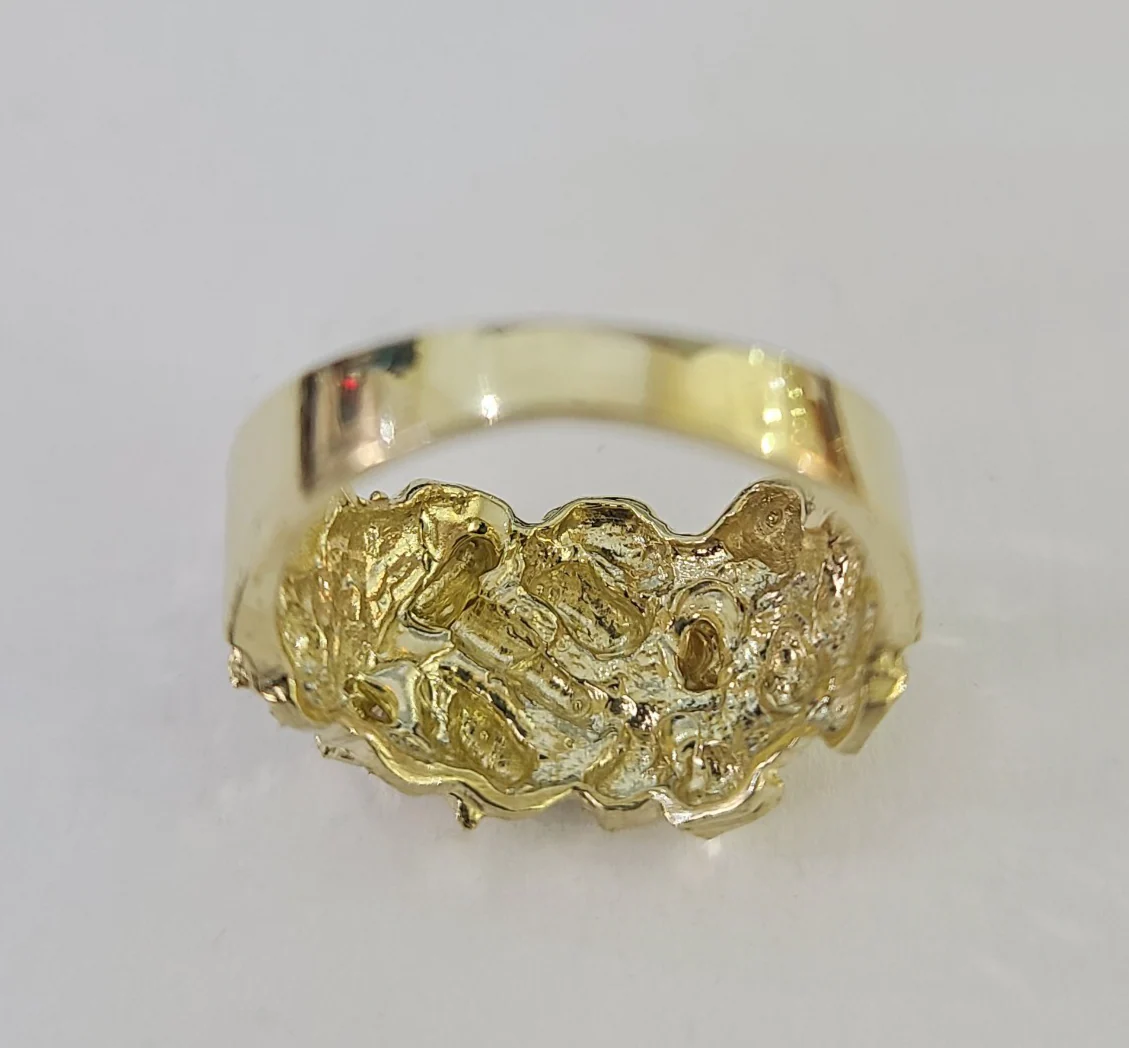 10k Nugget Jesus Cross Ring Casual Band Yellow Gold Genuine Brand New Religious All Sizes - Image 7