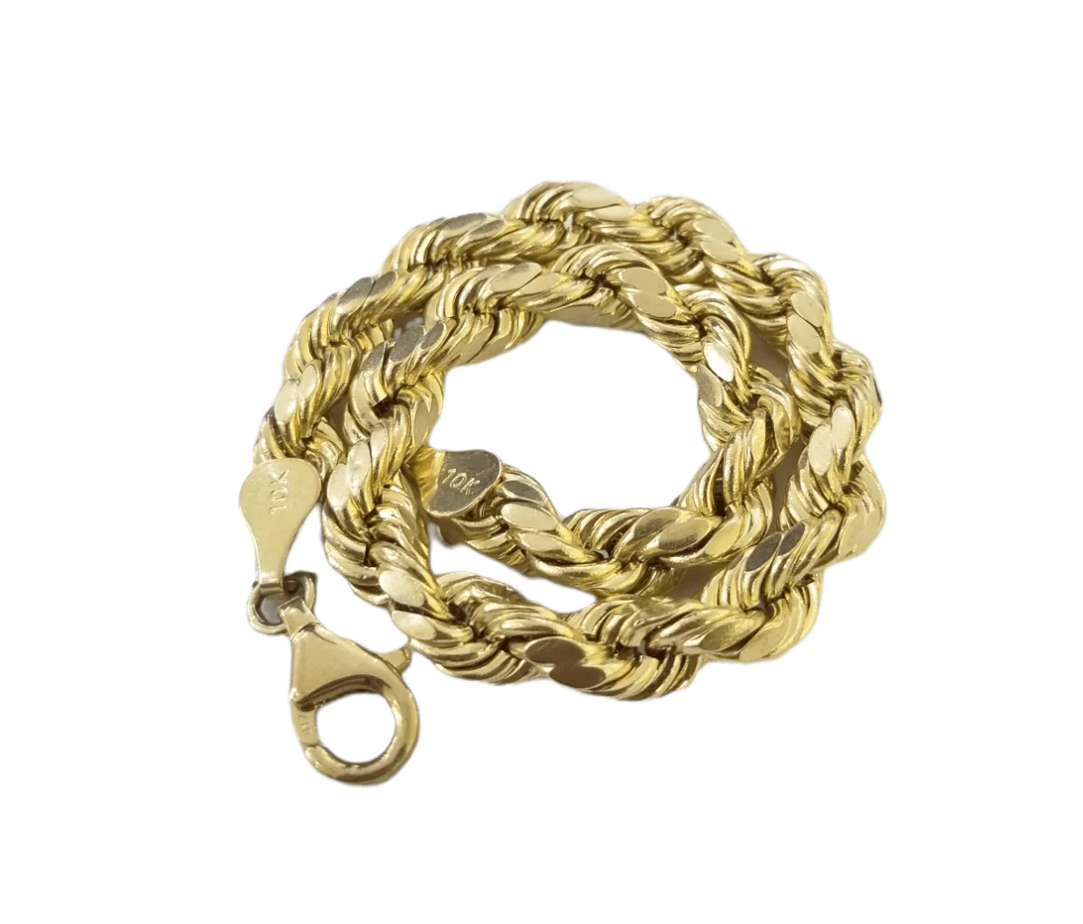 10K Real Gold Bracelet 8" Inch Rope Chain 6mm Lobster Lock Yellow Gold - Image 4