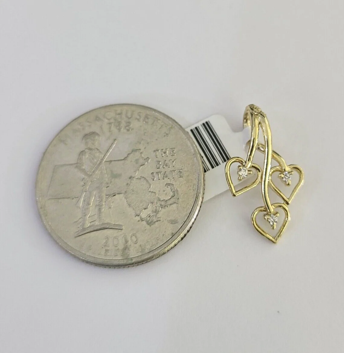 10K Real Hearts Charm Pendant Gold 10kt Genuine Yellow - Image 2