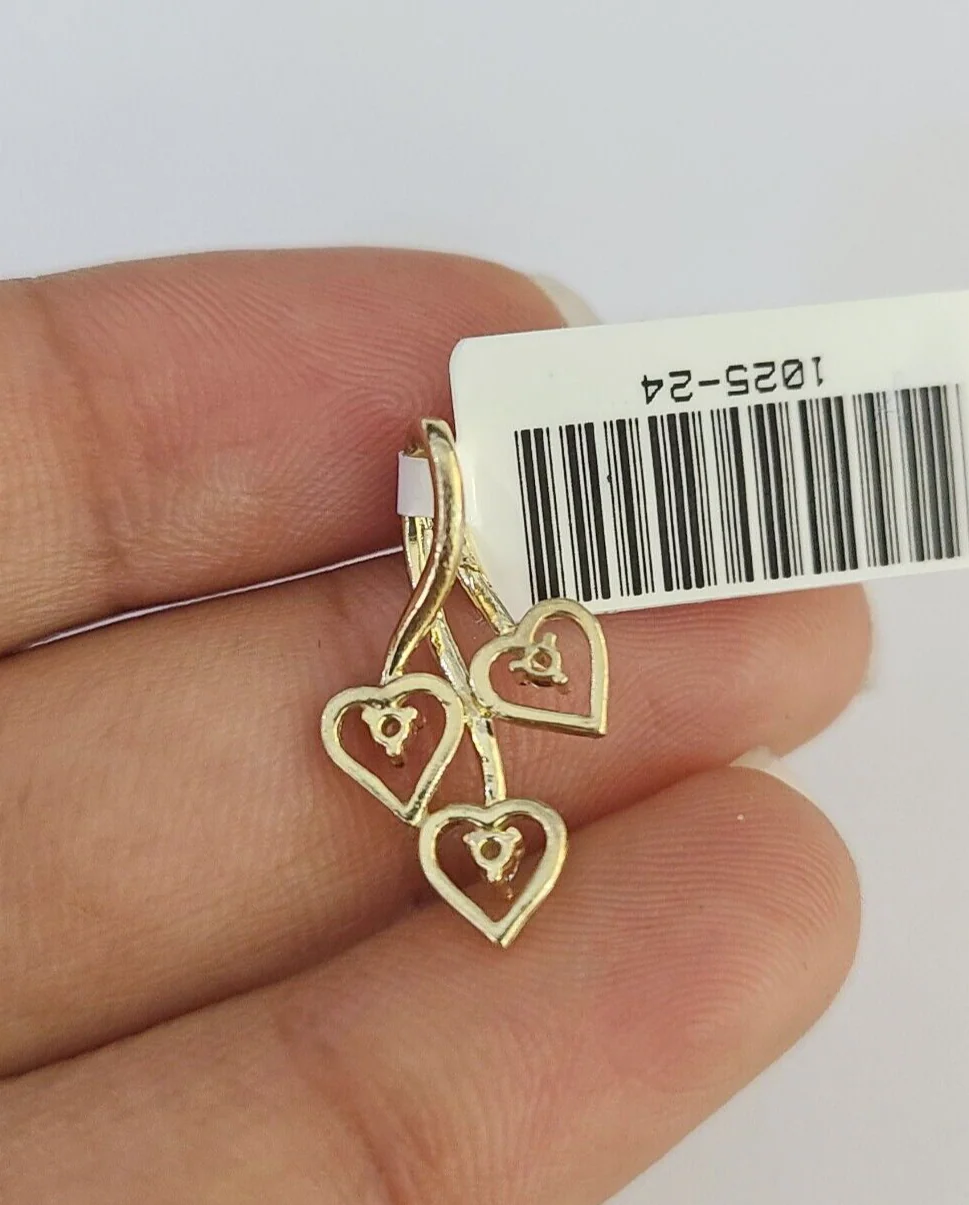 10K Real Hearts Charm Pendant Gold 10kt Genuine Yellow - Image 5