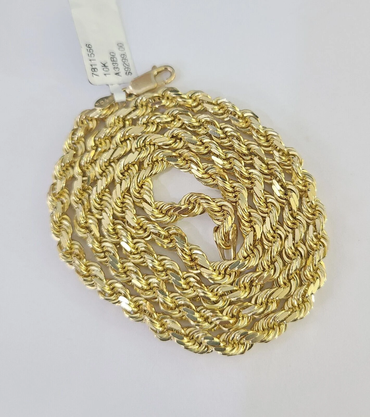 10k Real Solid Rope Chain Yellow Gold Women Men Diamond Cut 4mm 20 Inches - Image 6