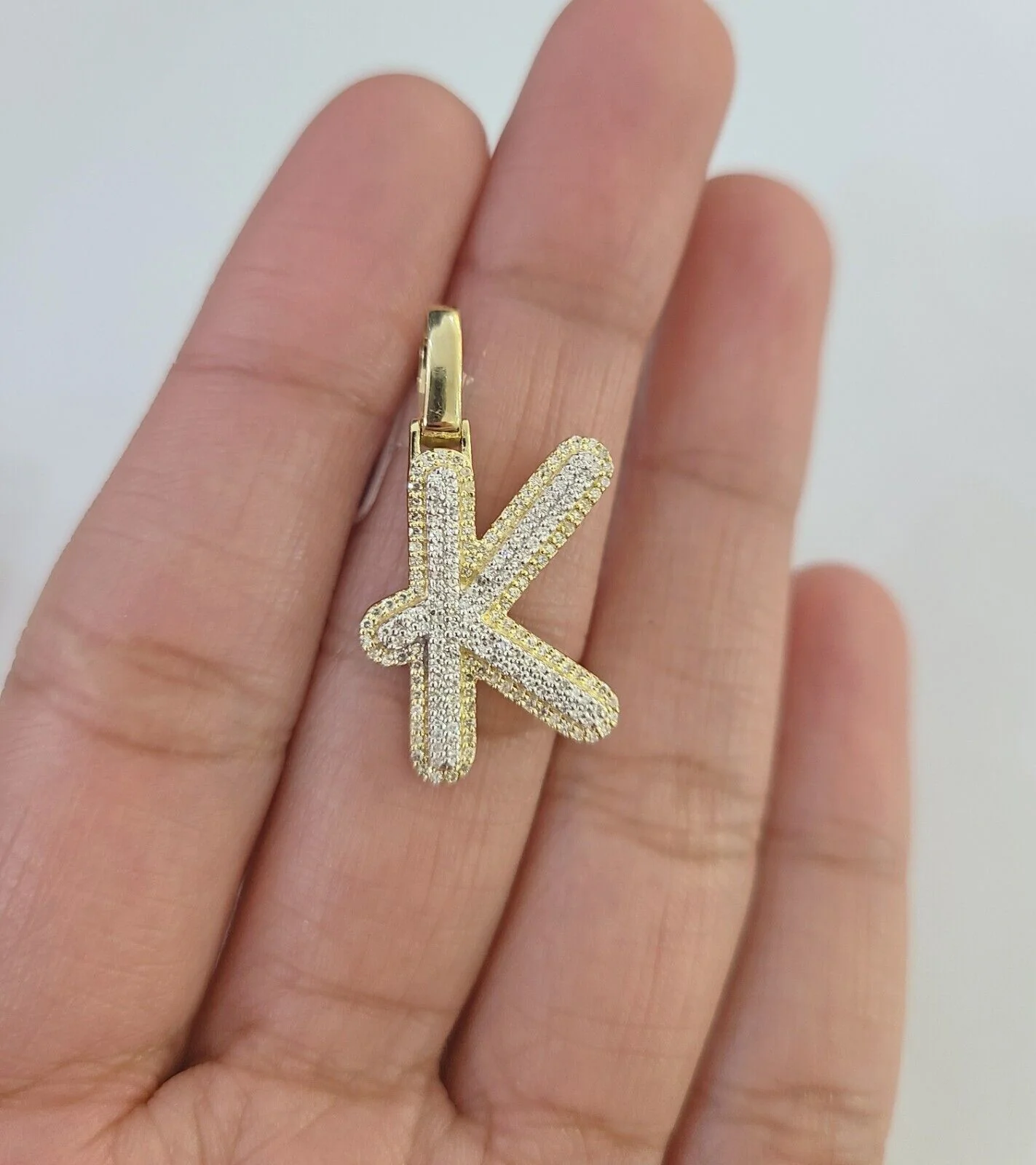10k Real Yellow Gold Genuine Diamond Initial A-Z Alphabet Charm Pendent - Image 10