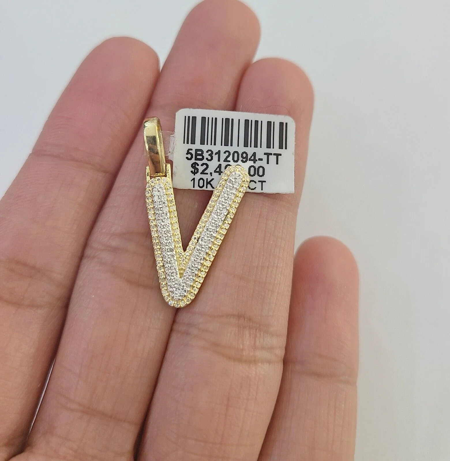 10k Real Yellow Gold Genuine Diamond Initial A-Z Alphabet Charm Pendent - Image 19