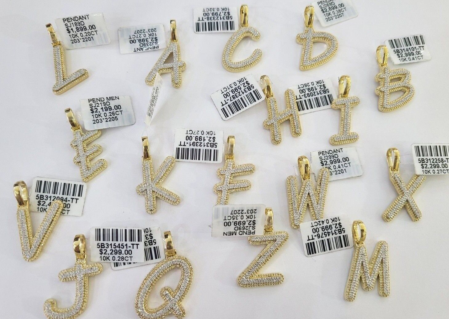 10k Real Yellow Gold Genuine Diamond Initial A-Z Alphabet Charm Pendent - Image 25