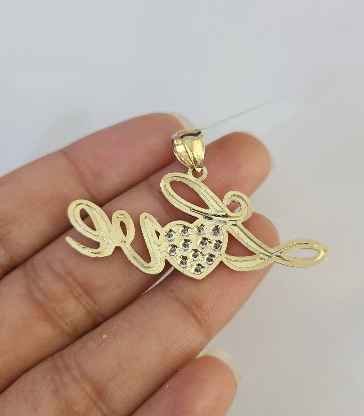 10K Real Yellow Gold LOVE Charm Pendant Gold 10kt Genuine - Image 5