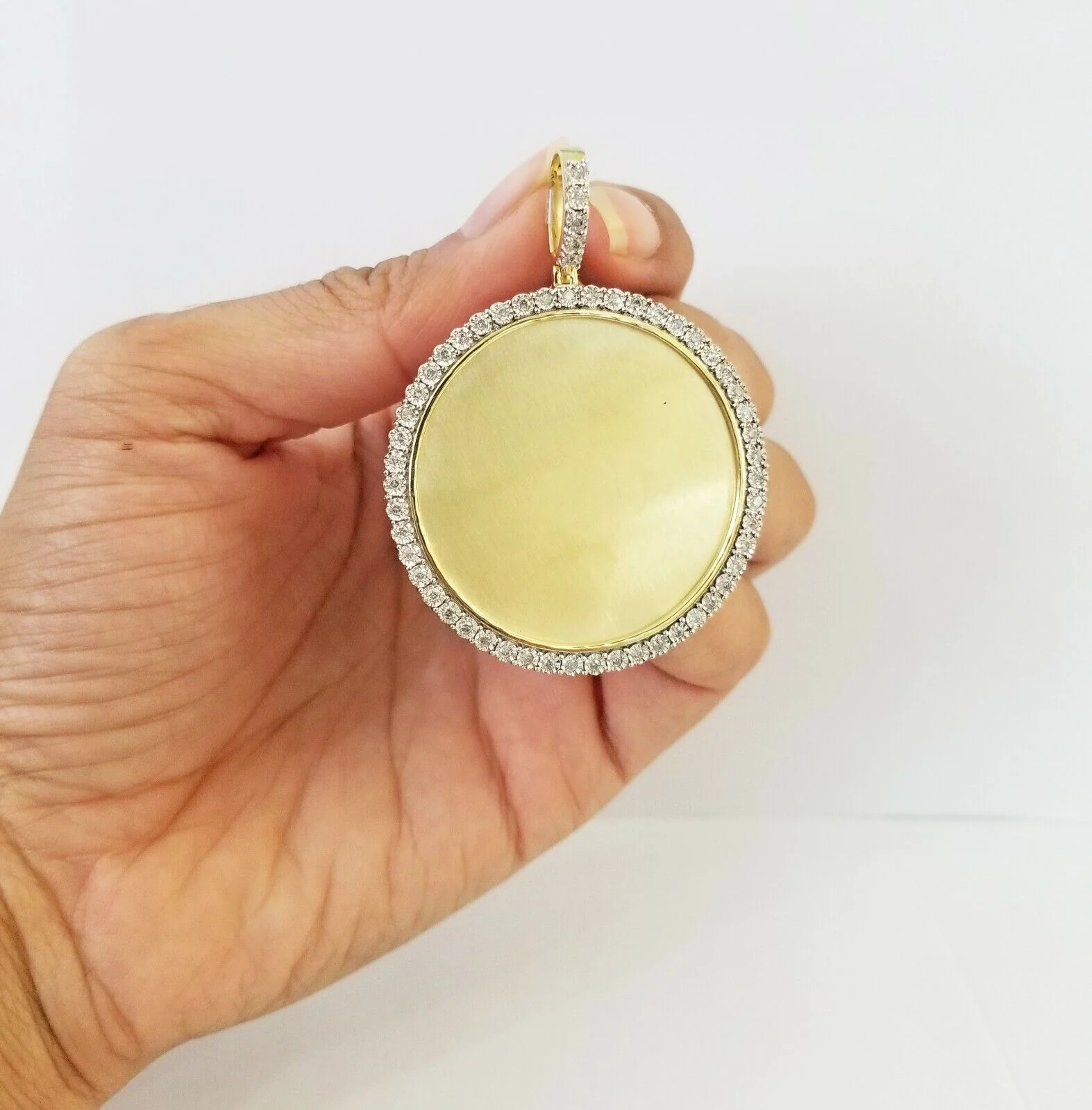 10k Real Yellow Gold Memory Pendant Charm 0.80CT 10kt Real 2"Inch Diamond Charm - Image 2