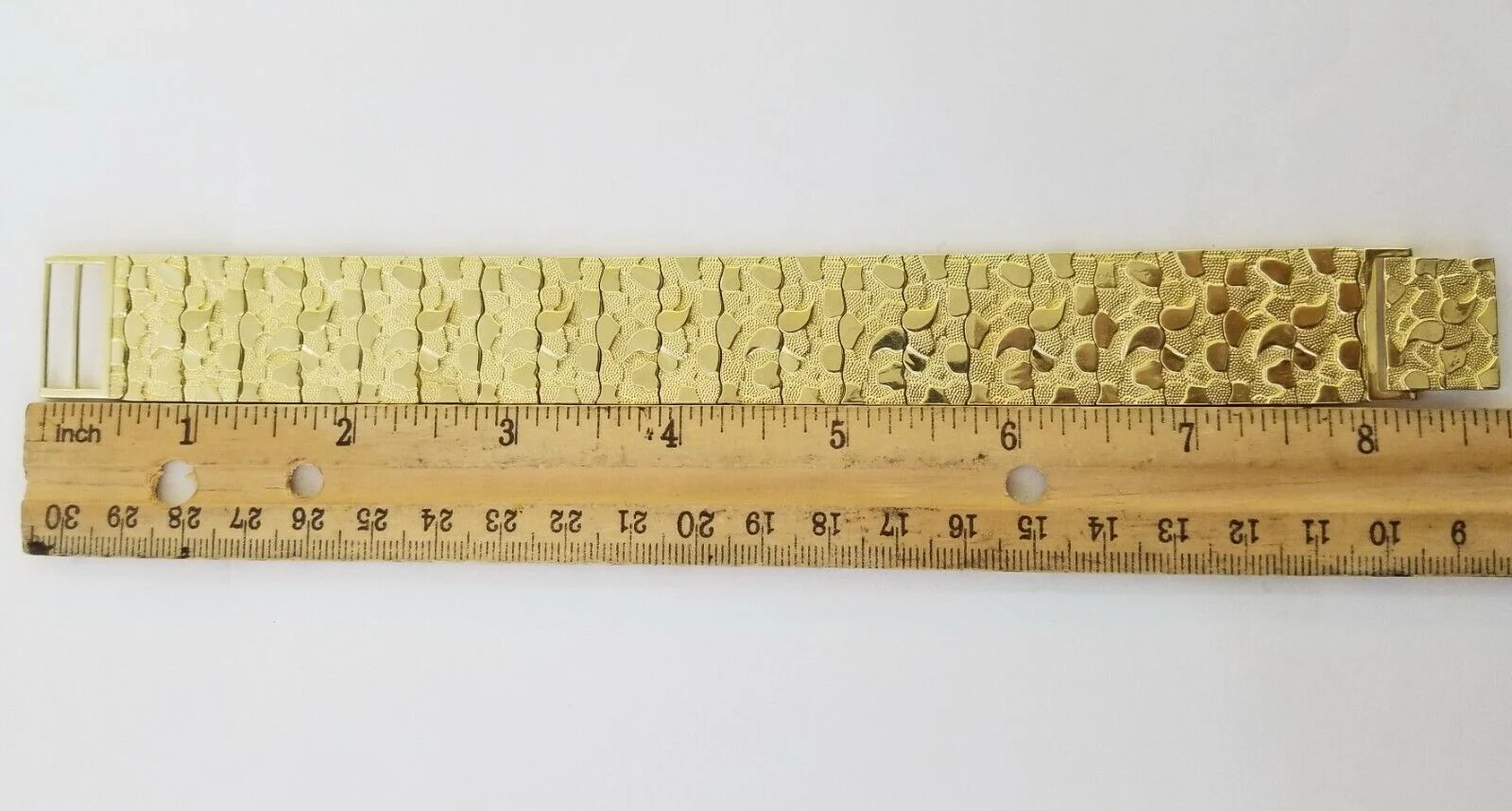 10K REAL Yellow Gold Nugget Bracelet 9" Inch 22mm Mens Thick Bracelet 10kt - Image 8