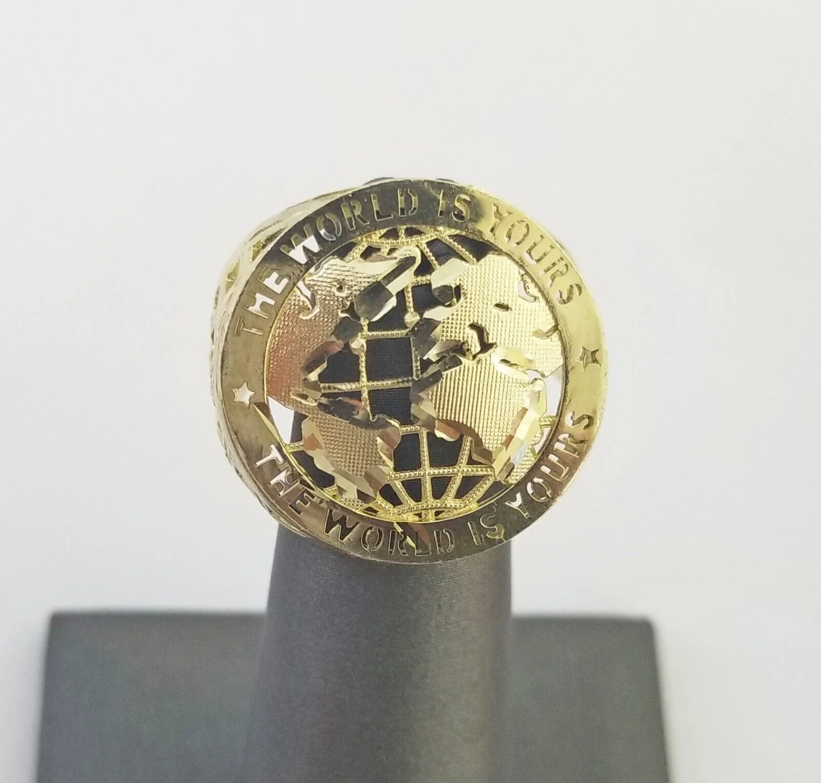 10k Real Yellow Gold The World is Yours Map Ring Men All Sizes - Image 5