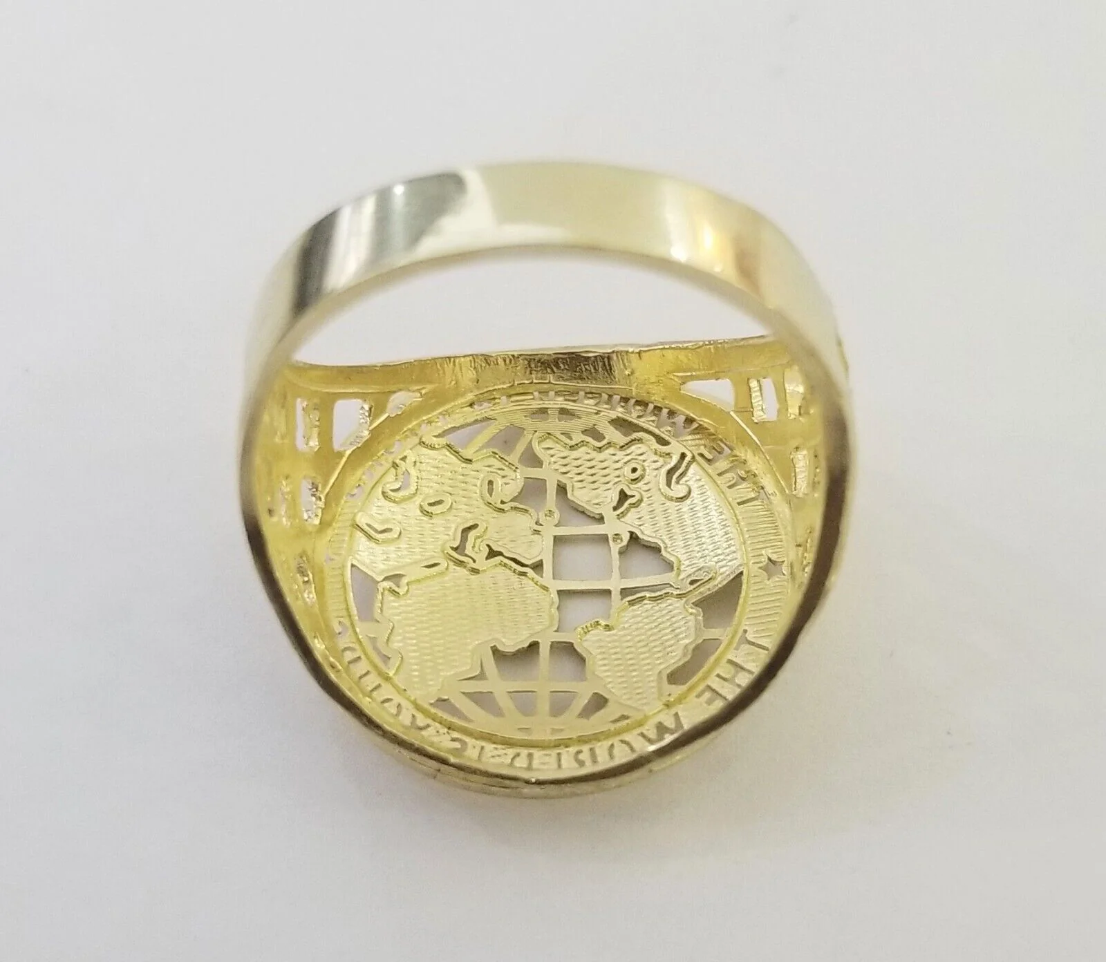 10k Real Yellow Gold The World is Yours Map Ring Men All Sizes - Image 6