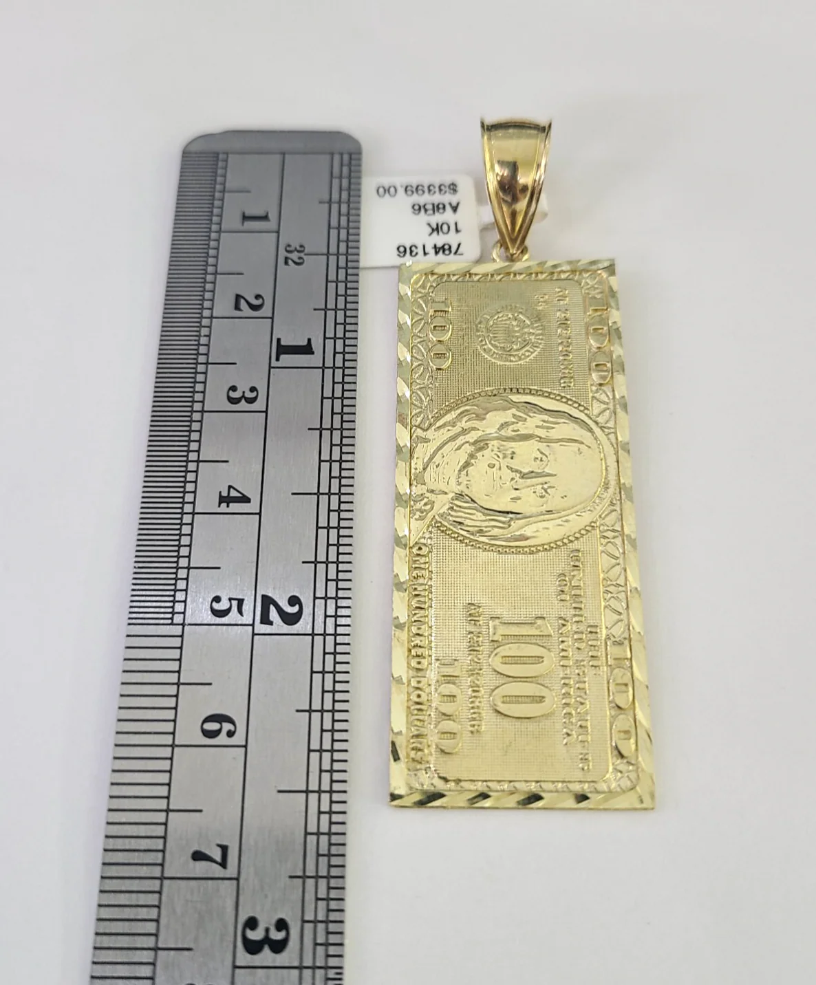 10k Rope Chain 100 Dollar Bill Charm Pendant Gold 18"-30'' Inch 7mm Necklace - Image 5