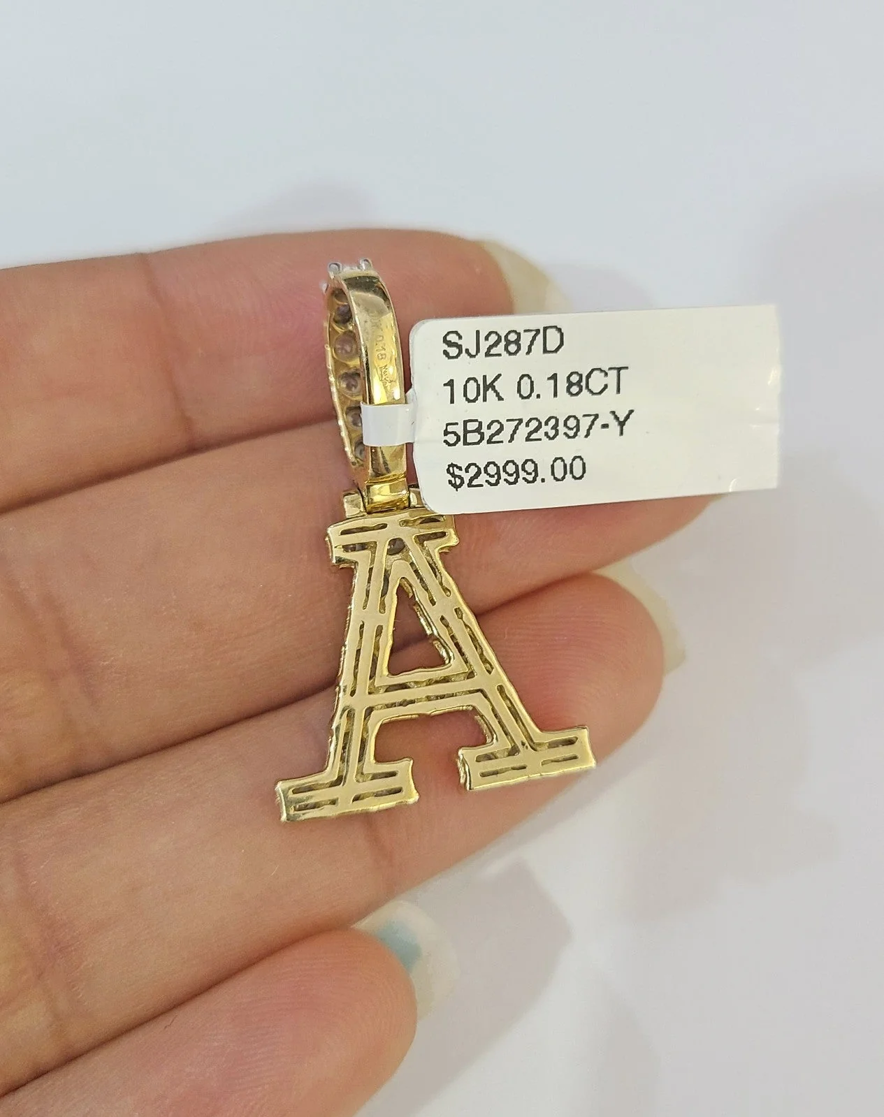 10k Rope Chain A Diamond Initial Charm Necklace Pendant Set 2mm 18"-24" Gold - Image 7