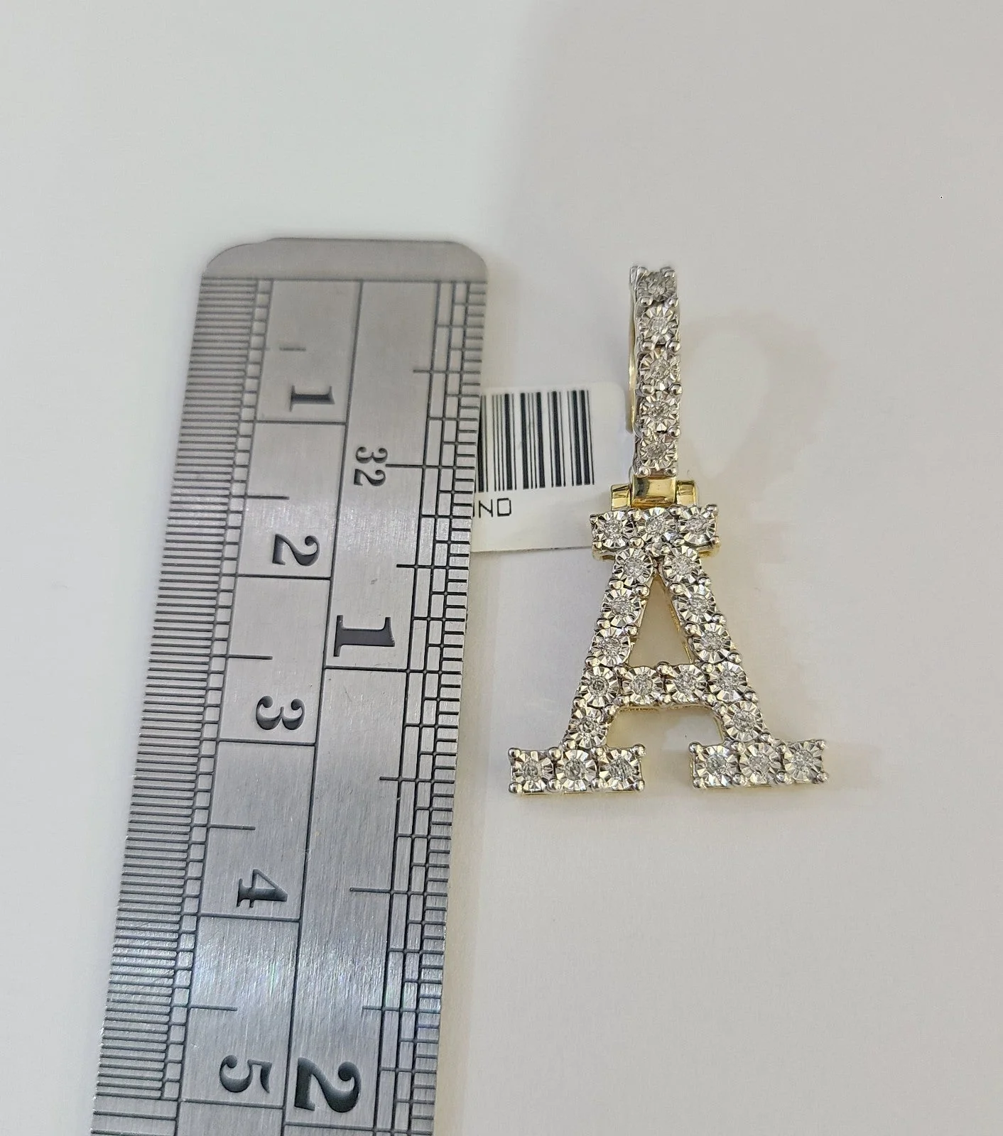 10k Rope Chain A Diamond Initial Charm Necklace Pendant Set 4mm 20"-30" Gold - Image 4