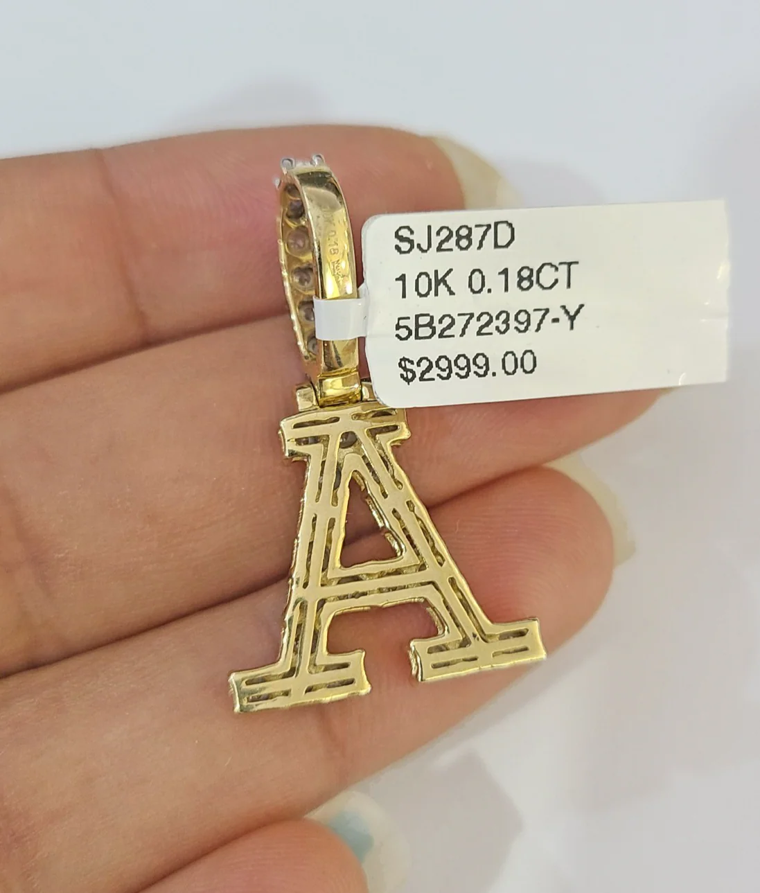 10k Rope Chain A Diamond Initial Charm Necklace Pendant Set 4mm 20"-30" Gold - Image 7