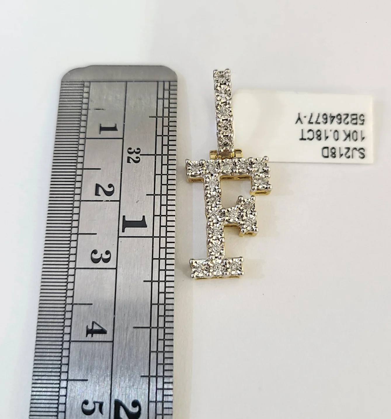 10k Rope Chain F Diamond Initial Charm Necklace Pendant Set 2mm 18"-24" Gold - Image 2
