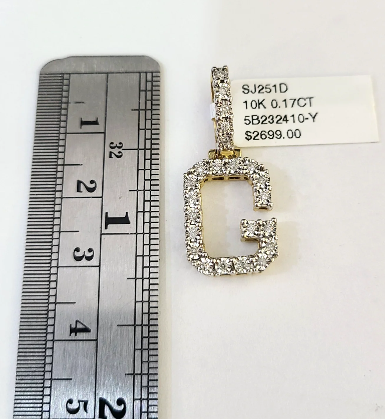 10k Rope Chain G Diamond Initial Charm Necklace Pendant Set 4mm 20"-30" Gold - Image 2
