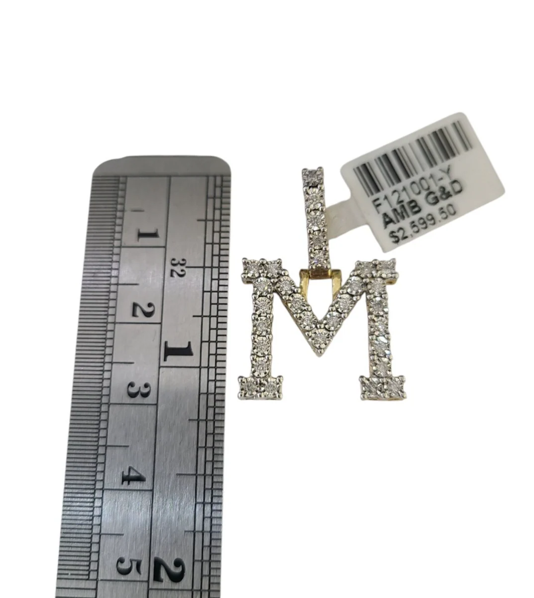 10k Rope Chain M Diamond Initial Charm Necklace Pendant Set 4mm 20"-30" Gold - Image 4