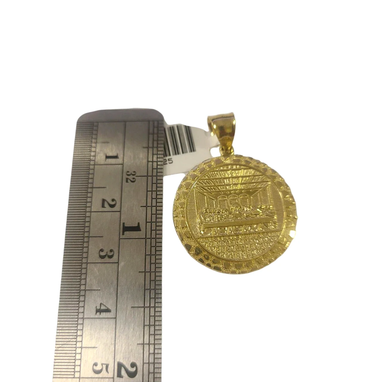 10k Rope Chain Nugget Last Supper Charm Necklace Pendant Set 2mm 18"-24" Gold - Image 6