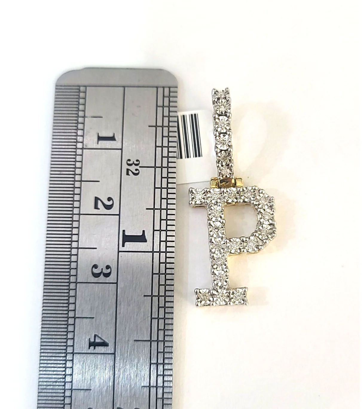 10k Rope Chain P Diamond Initial Charm Necklace Pendant Set 2mm 18"-24" Gold - Image 6