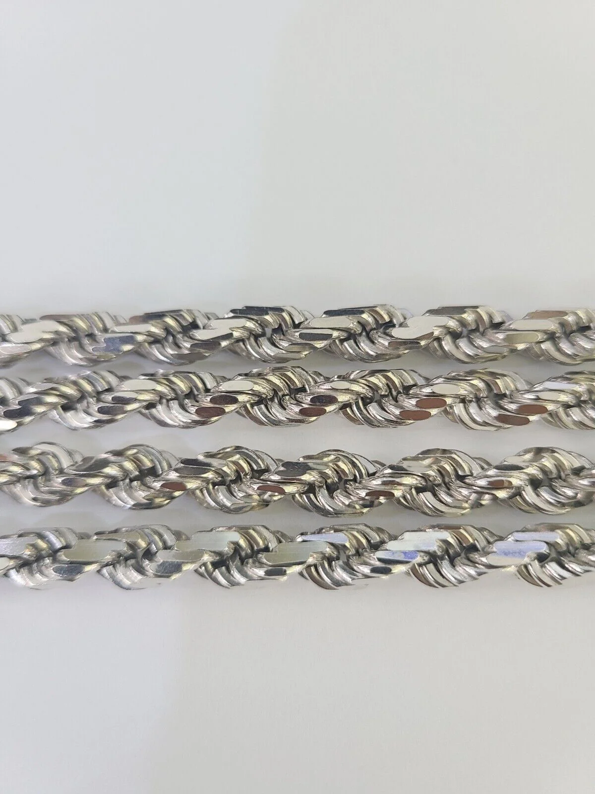 10K Rope Chain Real Solid White Gold Necklace 5mm Length 20" 22" 24" 26" 28" 30" - Image 5
