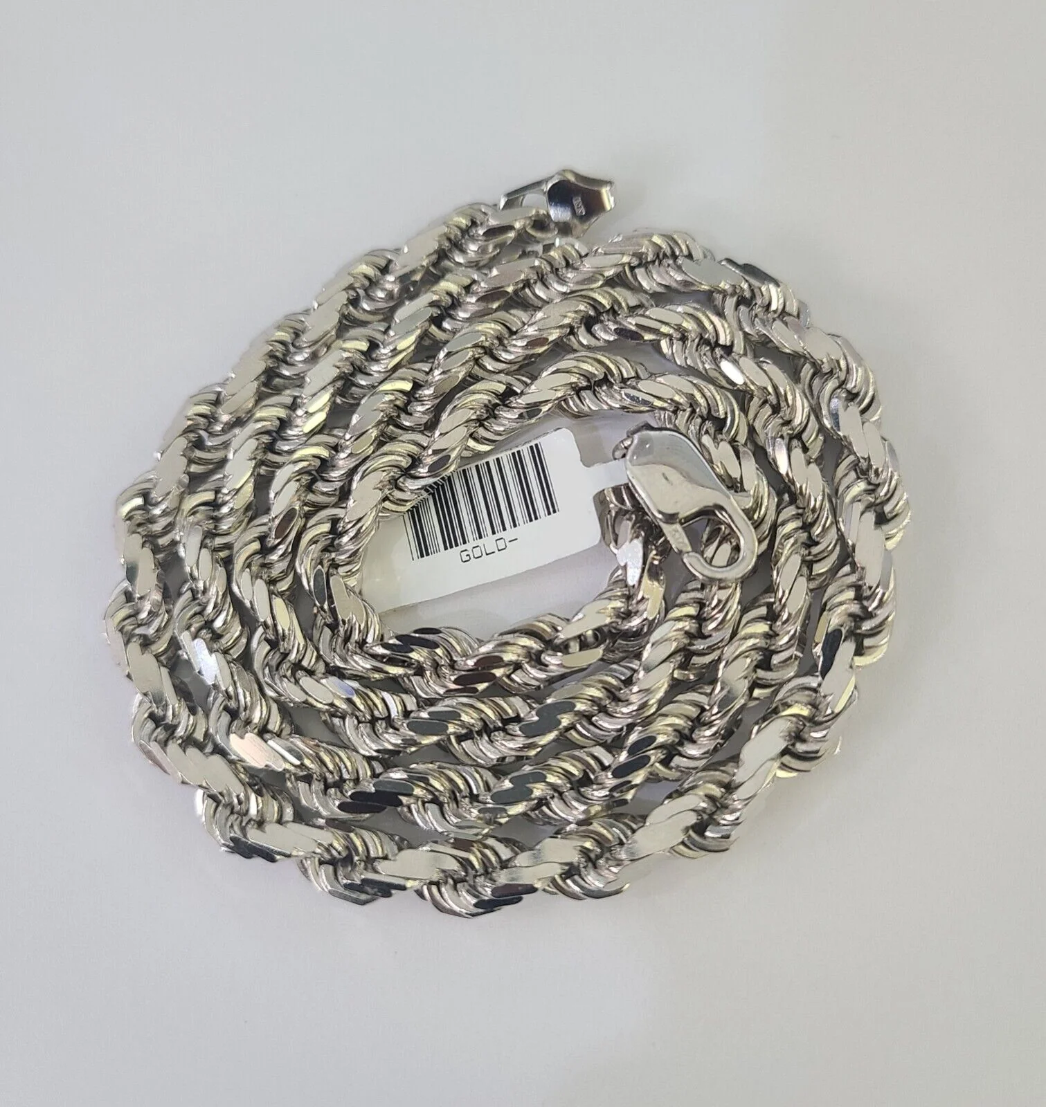 10K Rope Chain Real Solid White Gold Necklace 5mm Length 20" 22" 24" 26" 28" 30" - Image 6