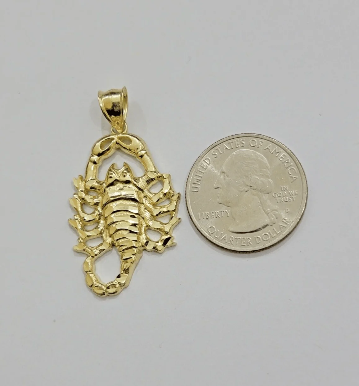 10k Scorpio Charm Pendant 1.8'' Real 10kt Yellow Gold For Chain & Necklace SALE - Image 5