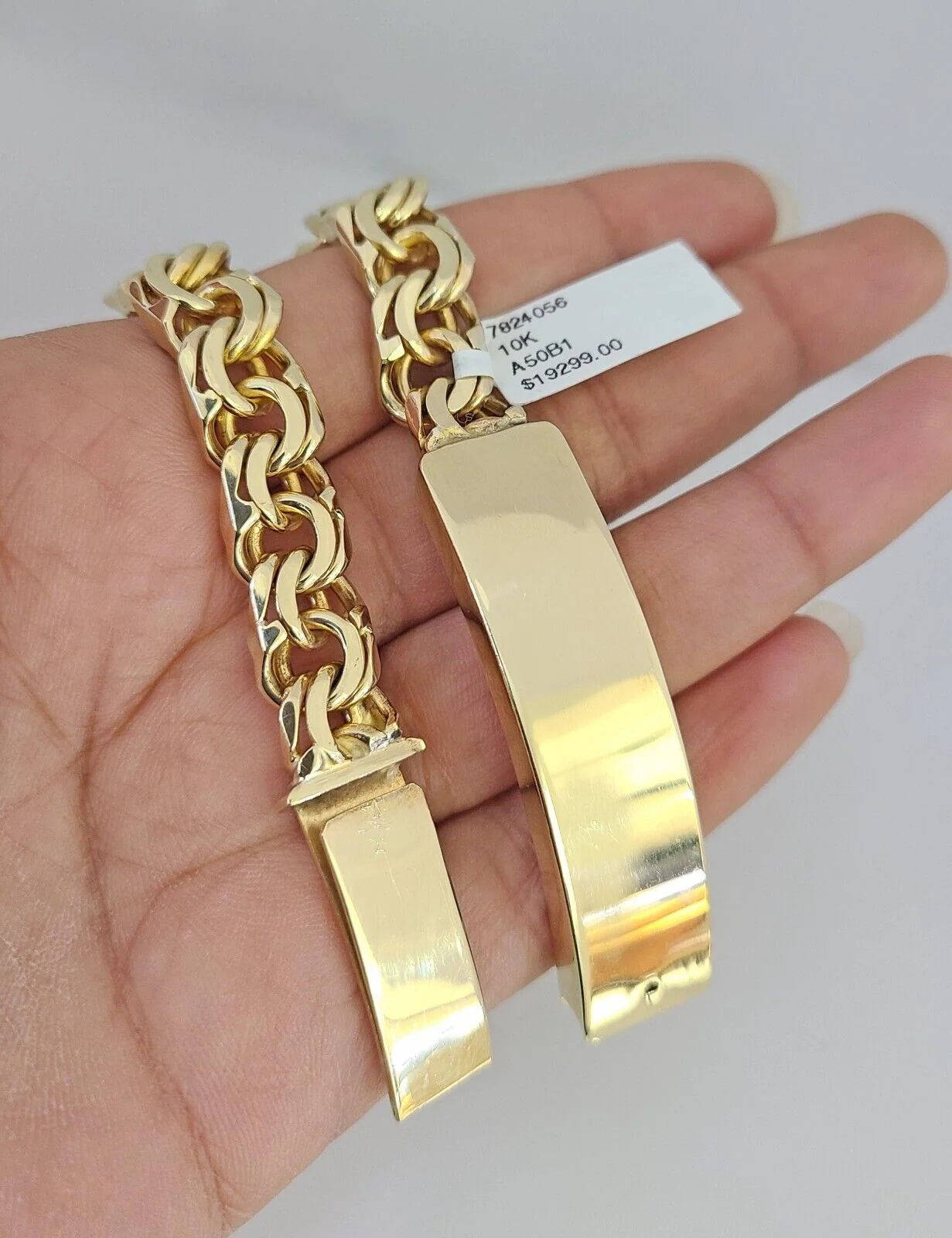 10k Solid Chino ID Bracelet Yellow Gold 9mm 8" Inches Box Lock Real 10kt - Image 3