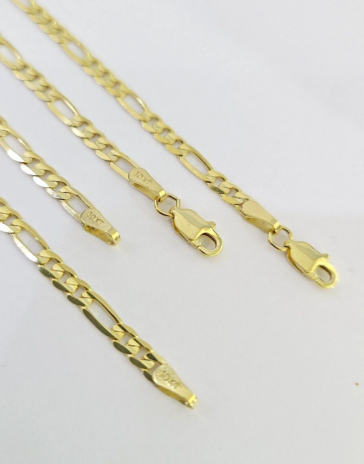 10K Solid Figaro Link Chain Necklace Yellow Gold 3mm 18" 20" 22" 10kt - Image 3