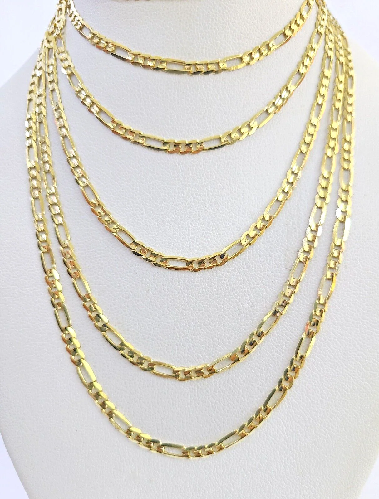 10K Solid Figaro Link Chain Necklace Yellow Gold 3mm 18" 20" 22" 10kt - Image 6