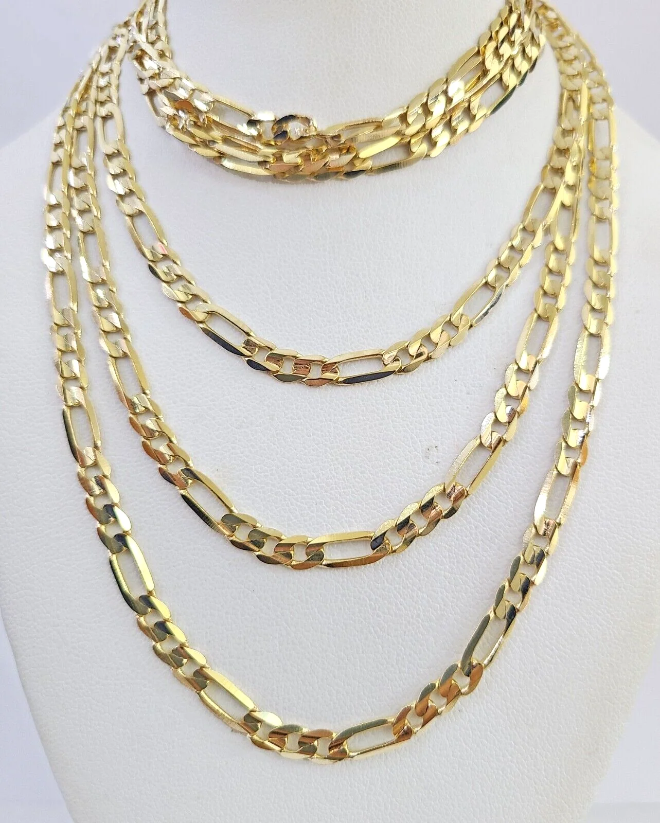 10K Solid Figaro Link Chain Necklace Yellow Gold 4.5mm 20" 22" 24" 10kt - Image 6