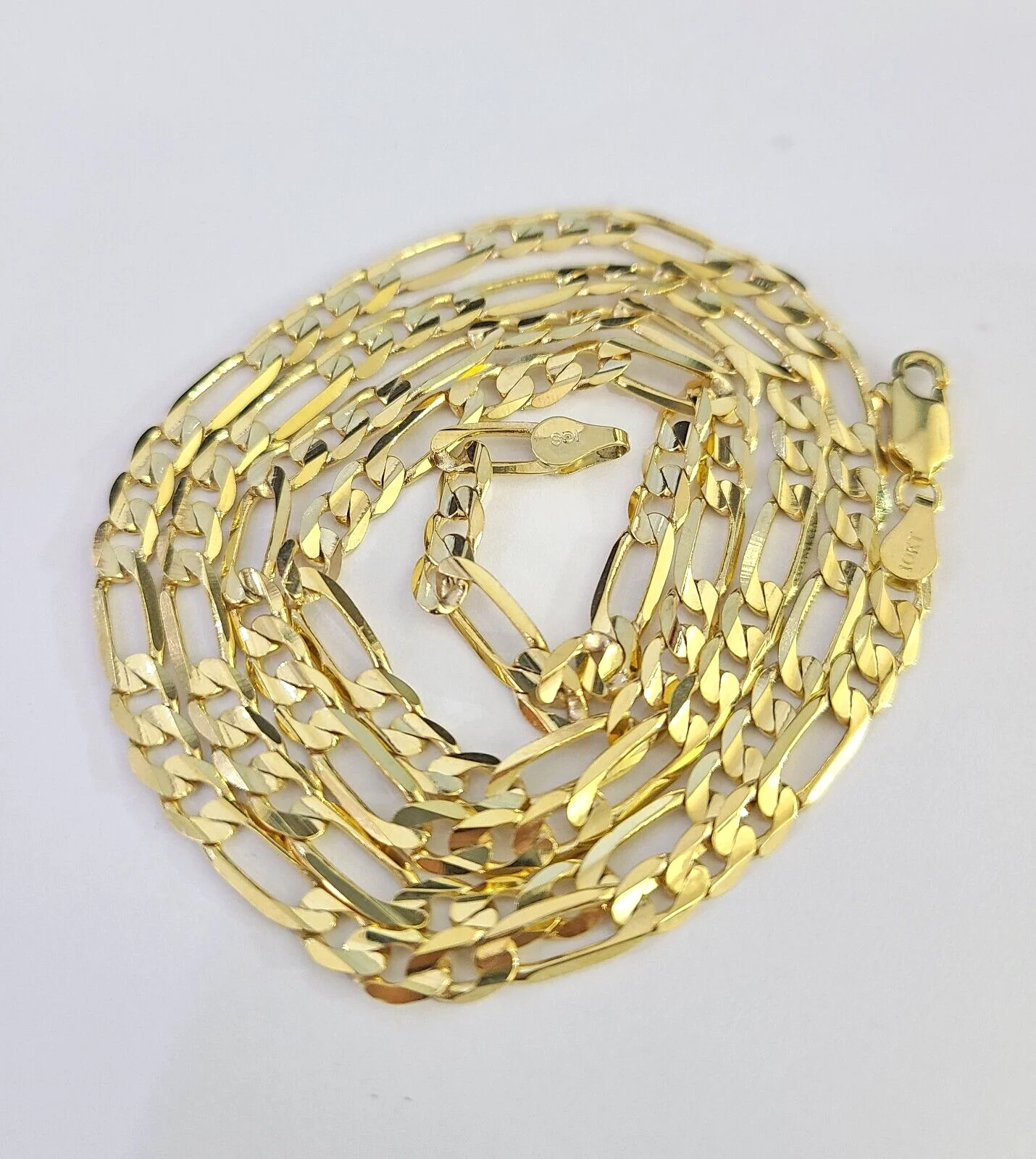 10K Solid Figaro Link Chain Necklace Yellow Gold 4.5mm 20" 22" 24" 10kt - Image 7