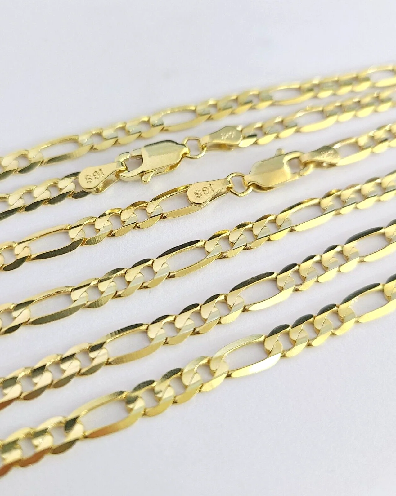 10K Solid Figaro Link Chain Necklace Yellow Gold 4mm 20" 22" 24" 10kt - Image 3