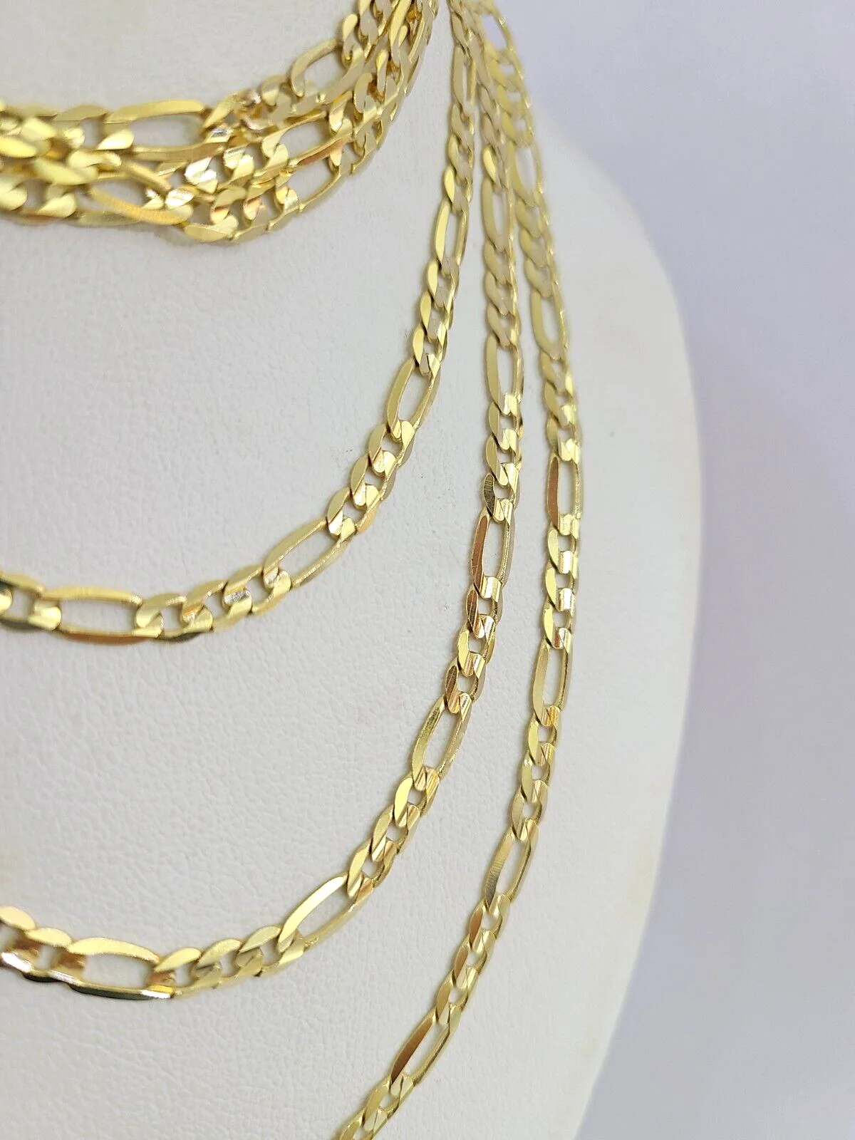 10K Solid Figaro Link Chain Necklace Yellow Gold 4mm 20" 22" 24" 10kt - Image 6