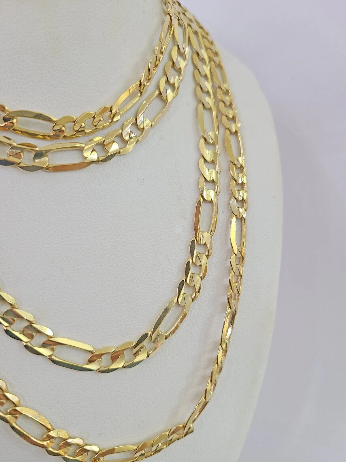 10K Solid Figaro Link Chain Necklace Yellow Gold 6mm 24" 26" 10kt - Image 7