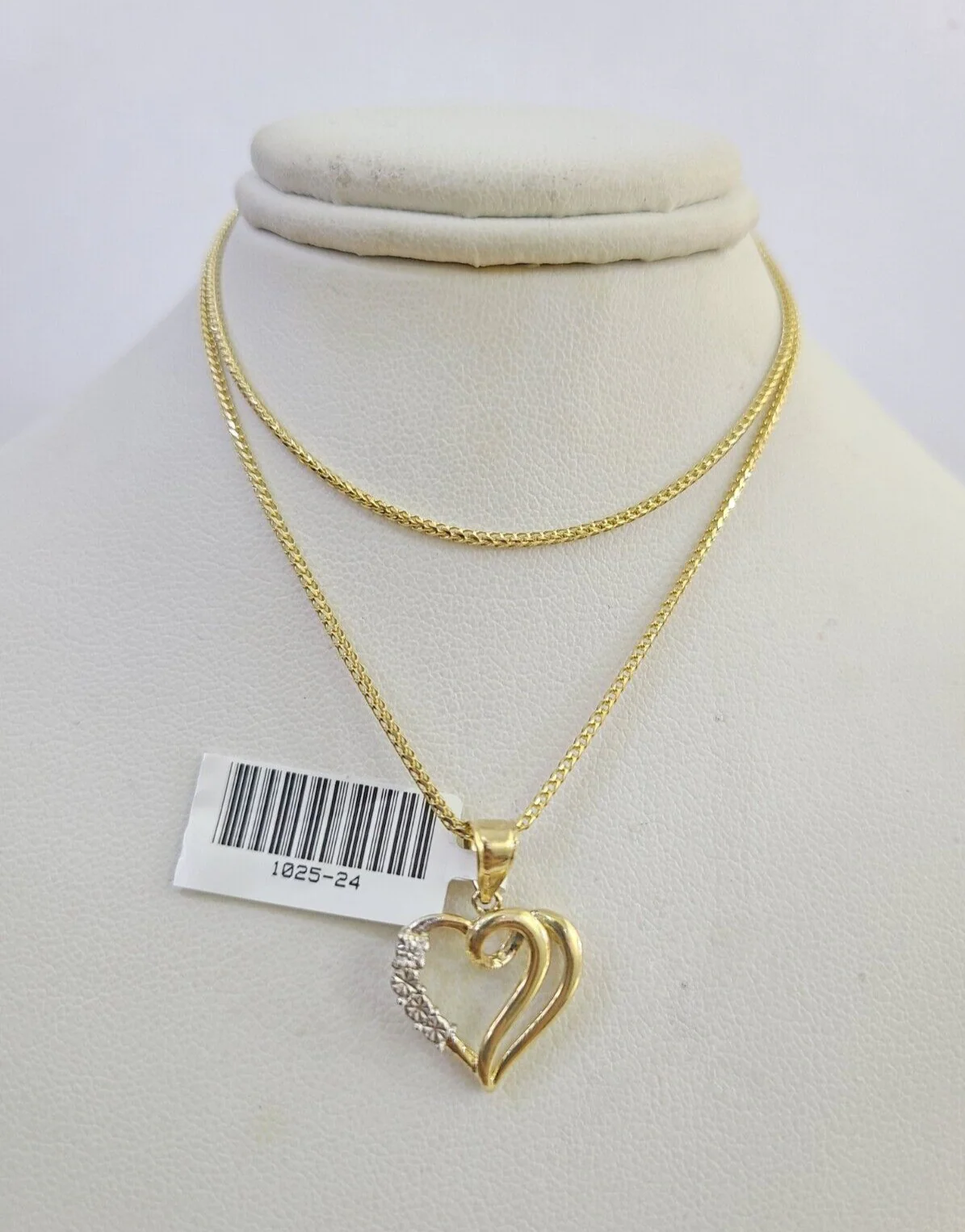 10K Solid Franco Chain Heart Pendant Charm Necklace 16"-22" 1mm Gold Ladies