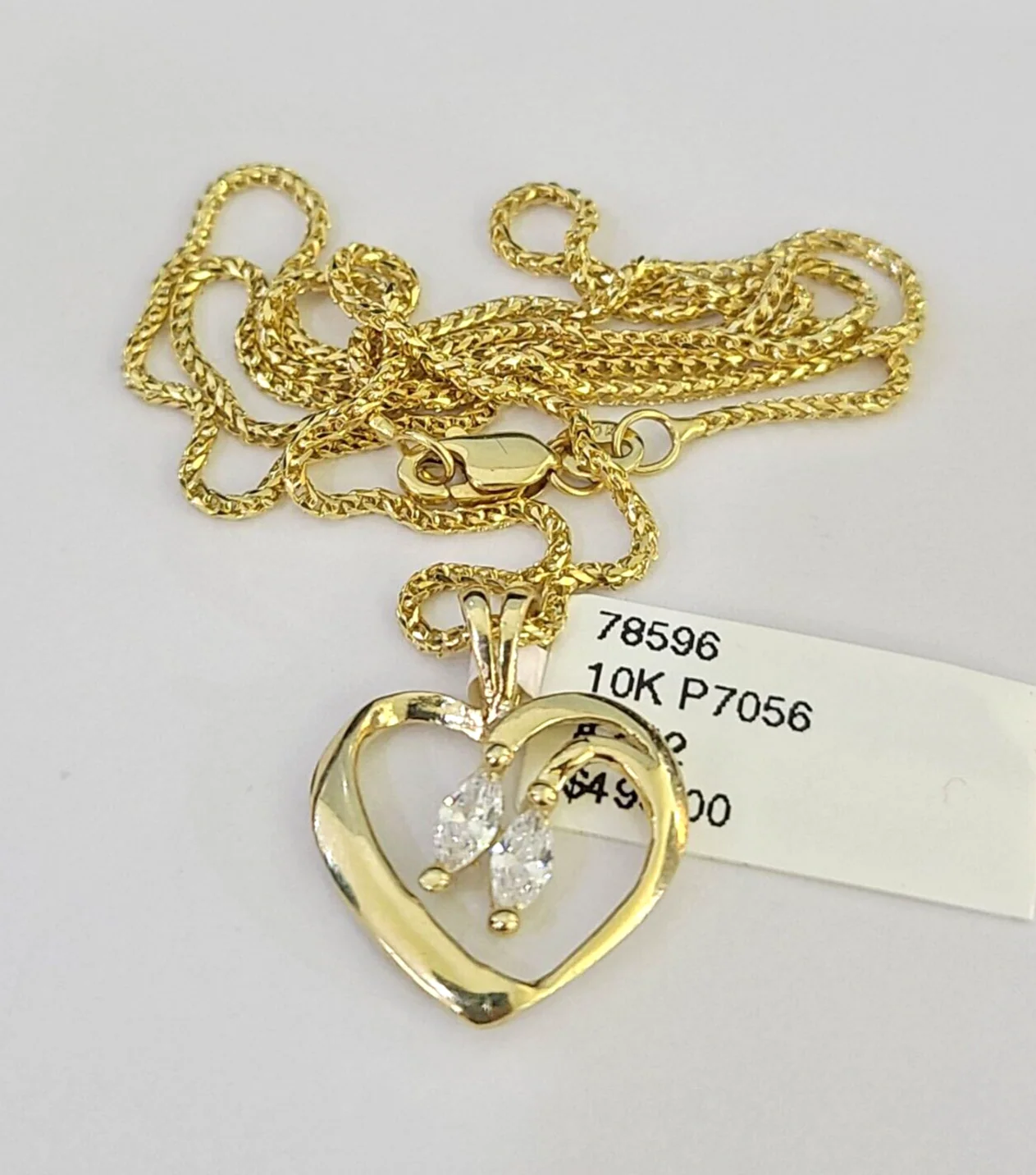 10K Solid Franco Chain Heart Pendant Charm Necklace 16"-22" 1mm Gold Ladies