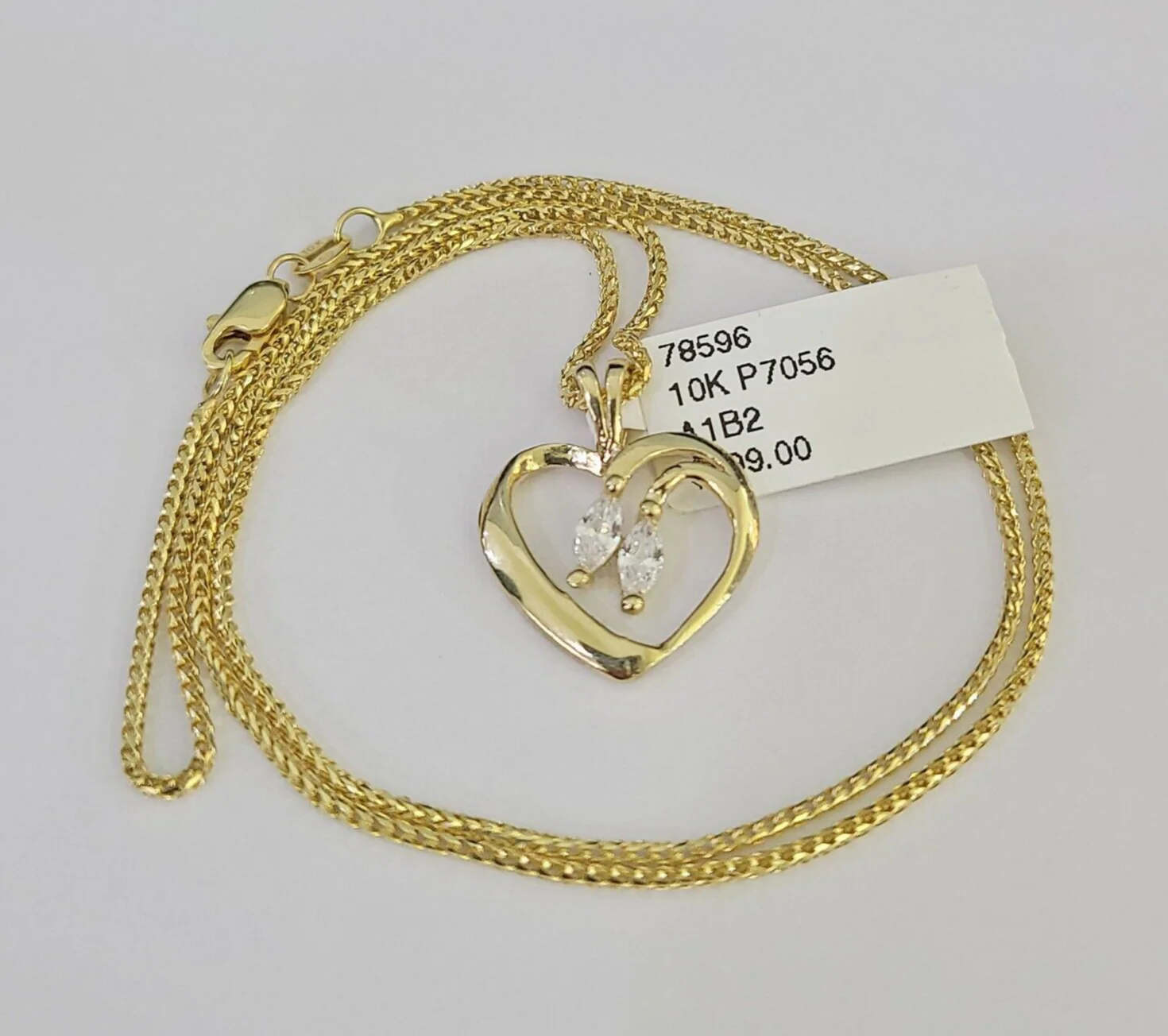 10K Solid Franco Chain Heart Pendant Charm Necklace 16"-22" 1mm Gold Ladies - Image 3