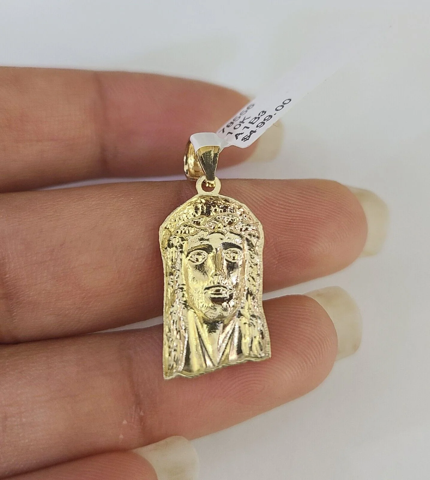 10K Solid Franco Chain Jesus Head Pendant Charm Necklace 18"-24" 1mm Gold - Image 6