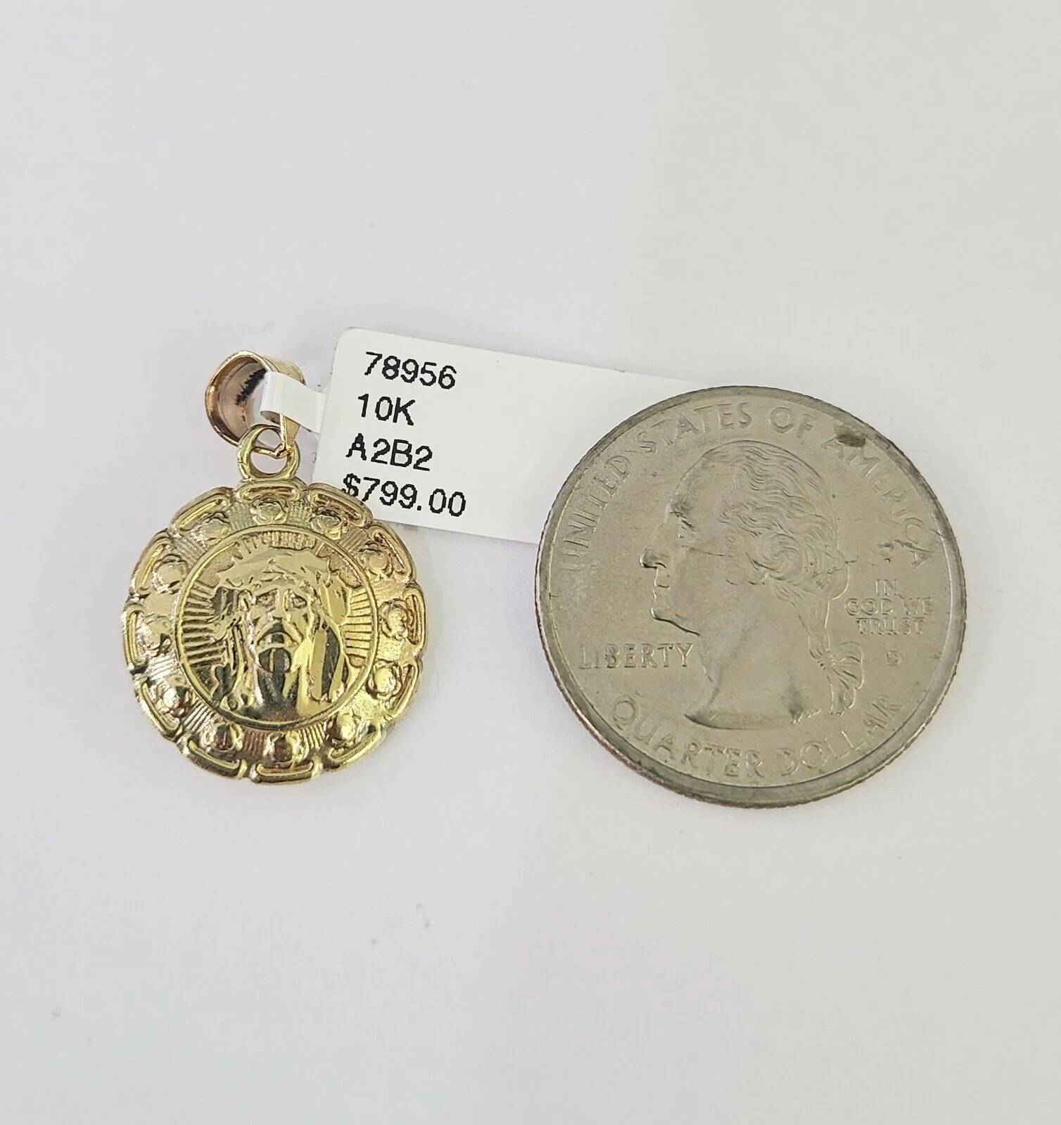10K Solid Franco Chain Jesus Virgin Mary Pendant Charm Necklace 18"-24" 1mm Gold - Image 5